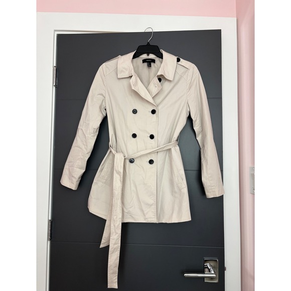 Forever 21 Jackets & Blazers - Forever 21 Womens Beige Double Breasted Trench Coat Belted Jacket Size M